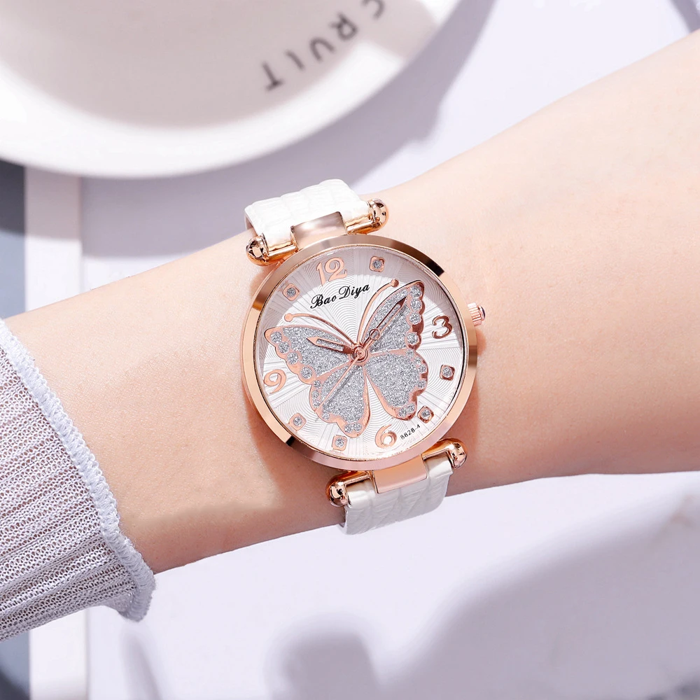 Women Leather Strap Analog Quartz Watch Men\'s Watch Blue Glass Belt Business Watch Ladies Wrist Watch Reloj Mujer Lady Dress