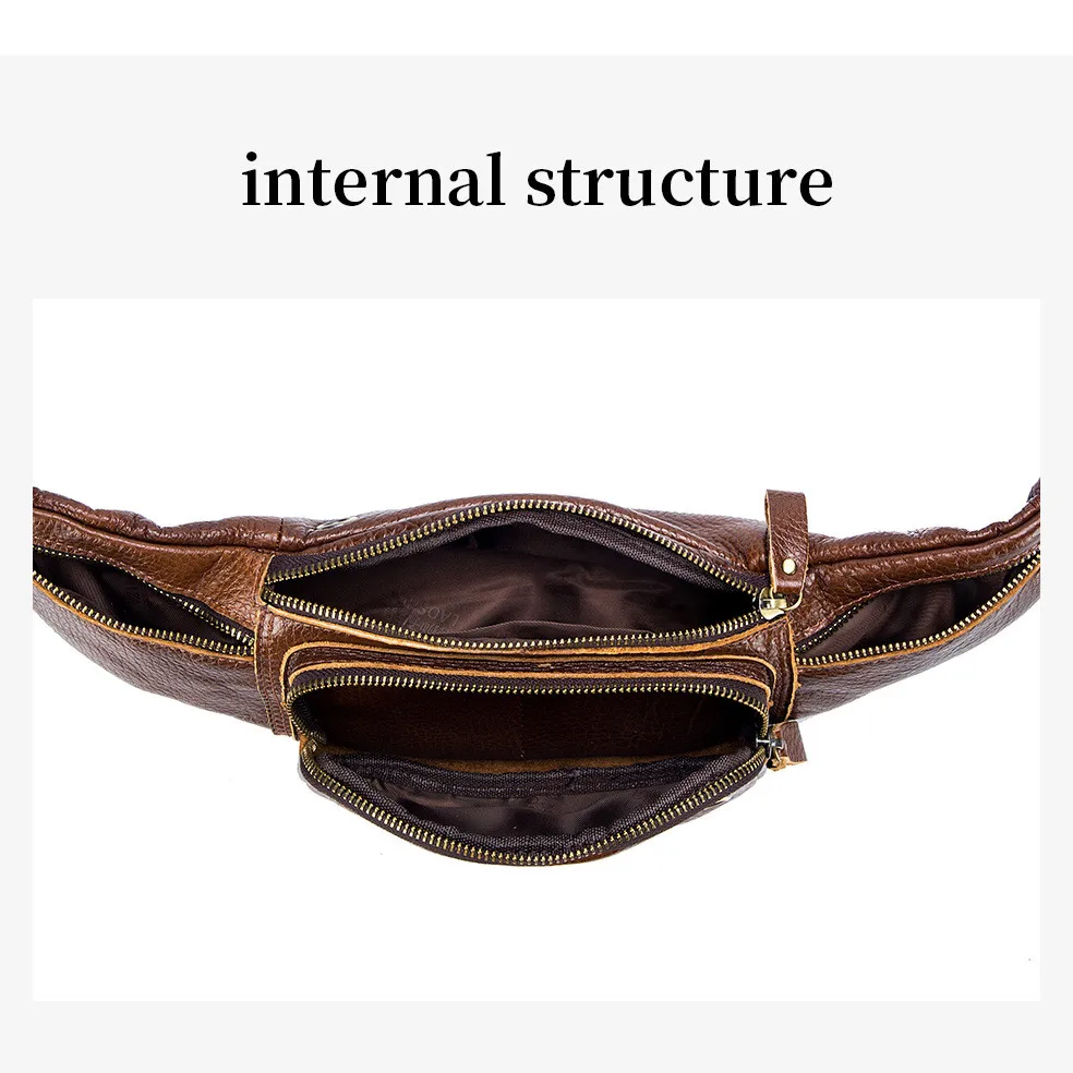 2022 Real Cow Leather Men Waist Bag New Casual Small Fanny Pack Male Waist Pack For Cell Phone And Credit Cards Travel Chest Bag