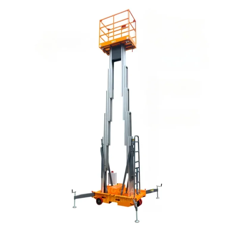 Aluminum alloy monorail hydraulic electric lift small mobile double column hoist lifting platform