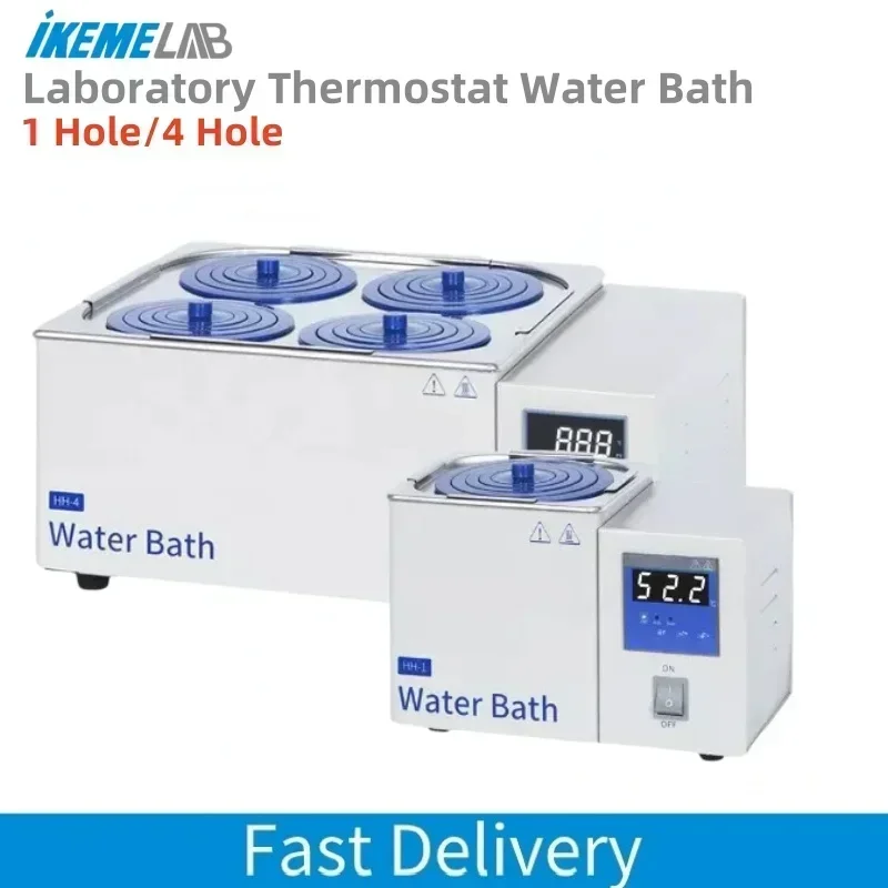 IKEME Laboratory Water Bath Constant Temperature Heater With Stainless Steel Liner Thermostat Tank 1/4 Hole HH-4