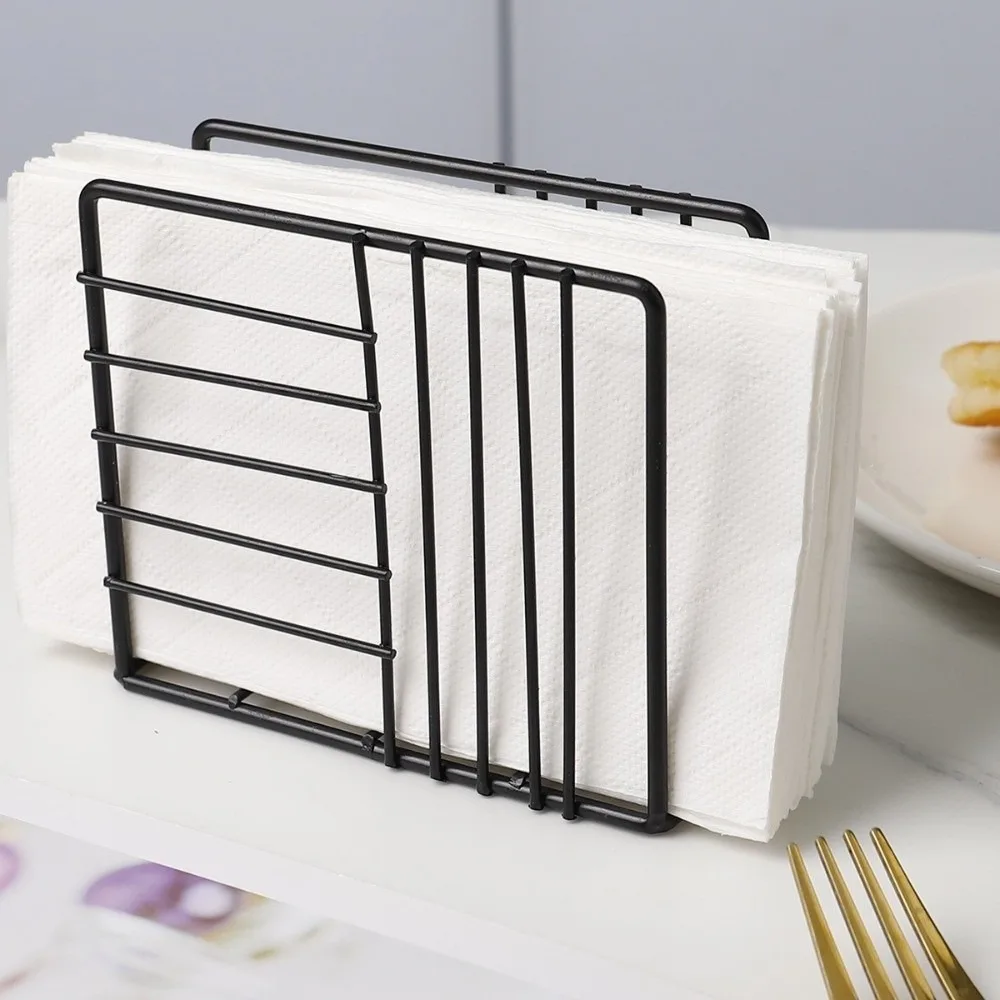 New Stainless Steel Iron Napkin Holder Modern Style Stable Countertop Napkin Organizer Paper Dispenser Rack Table Decoration