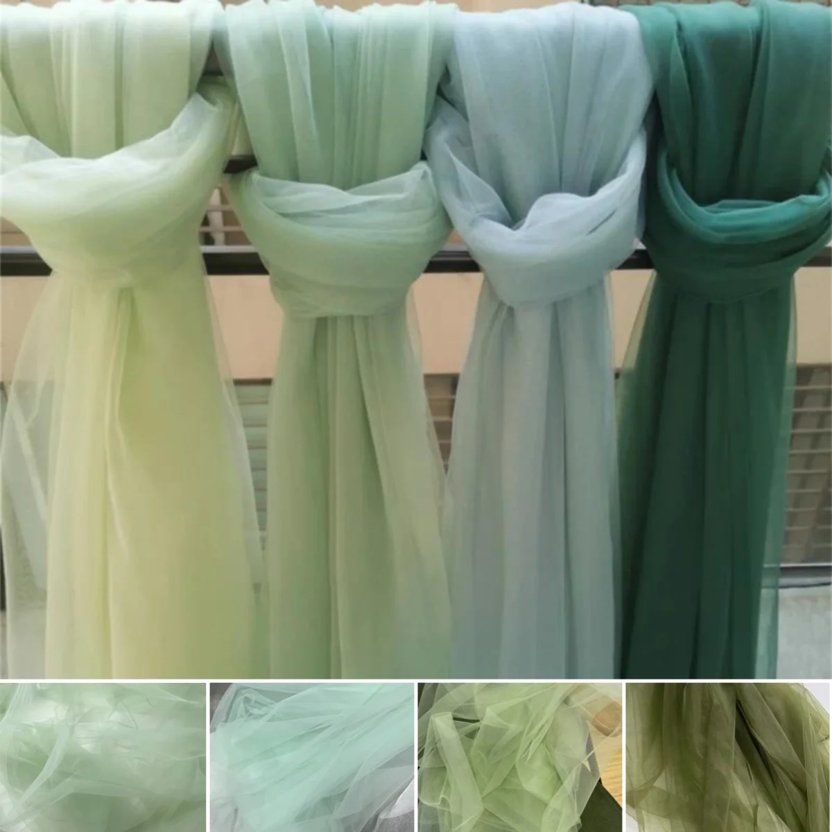 

Mint green dark green series with delicate and transparent soft yarn for sewing children's skirt DIY wedding background yarn