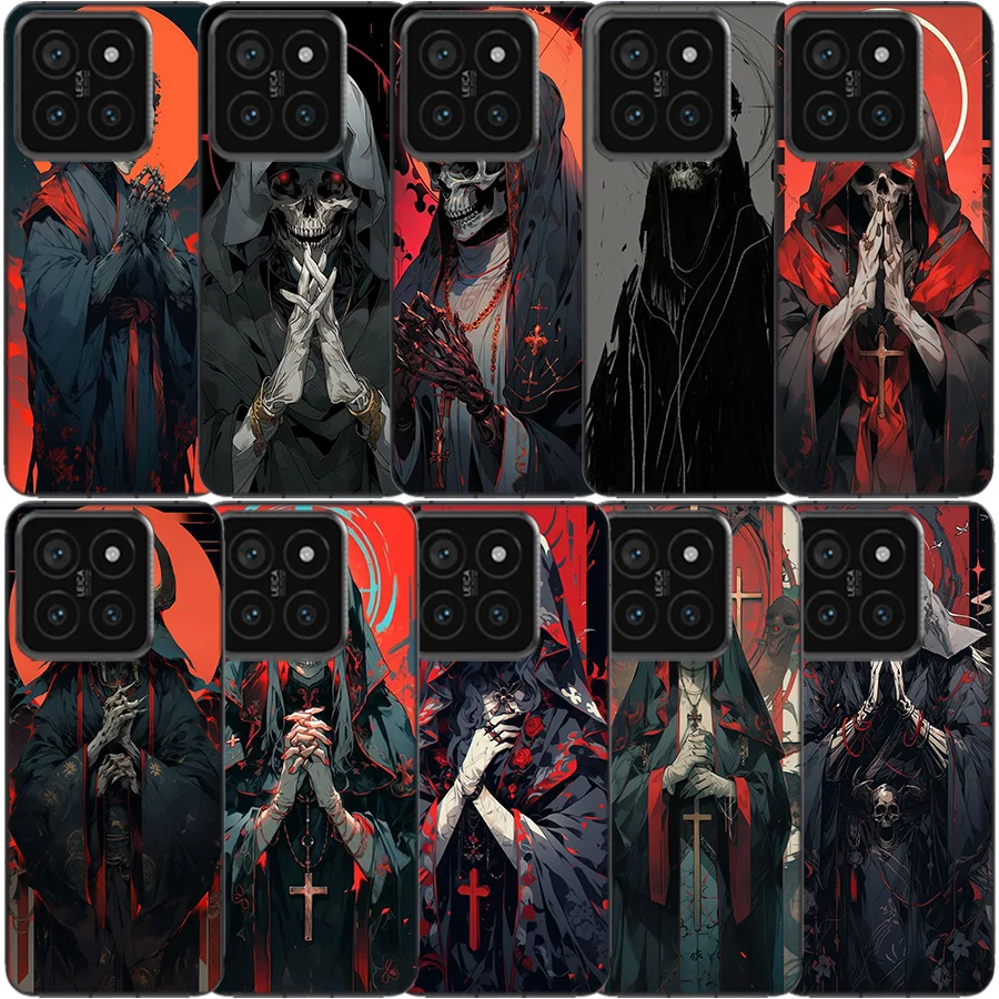 Divine Death Clear Phone Case For Xiaomi Mi 13 12 12T 11 11T 10 10T Pro 11i 9 9T 8 Lite CC9E A3 A2 TPU Pattern Soft Fundas