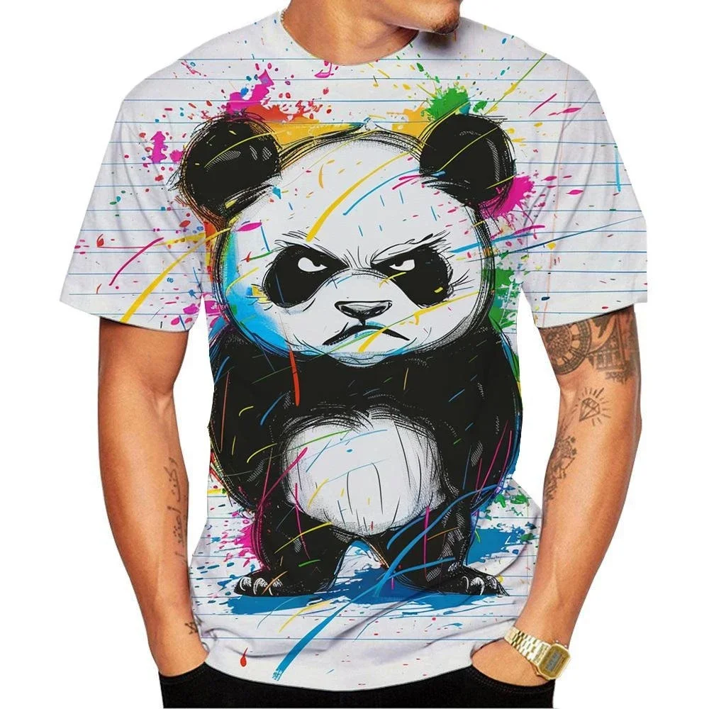 New Fashion Men's and Women's Short Sleeve 3D HD Printing Panda Print T-shirt Street Style Unisex Kid Funny Fashion Top 100-6XL