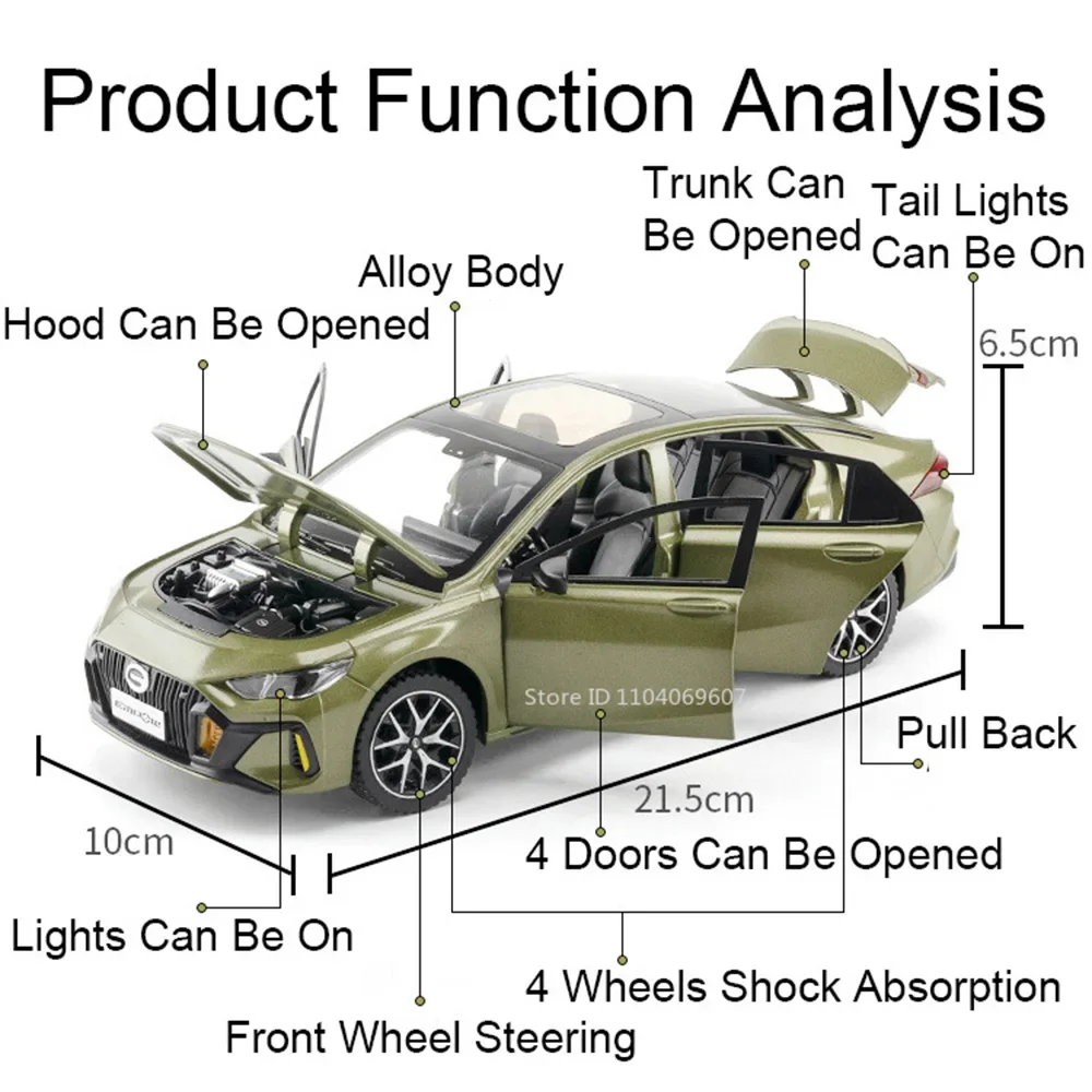 1:24 empow55 modelo em miniatura carros de brinquedo liga diecast som luz 6 portas abertas puxar para trás decoração veículo brinquedos para crianças presentes