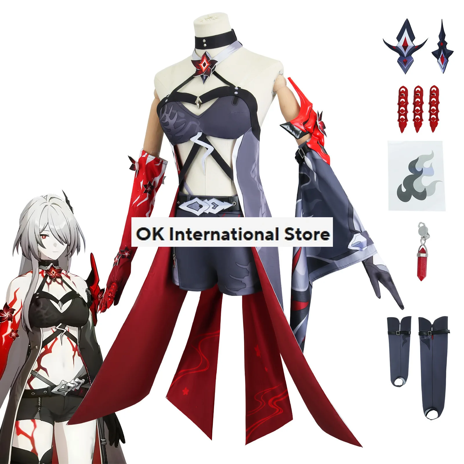 Acheron Cosplay Game Honkai: Star Rail Costume Fashion Red Combat Uniforms Halloween Party Woman Role Play Clothing Wig Props