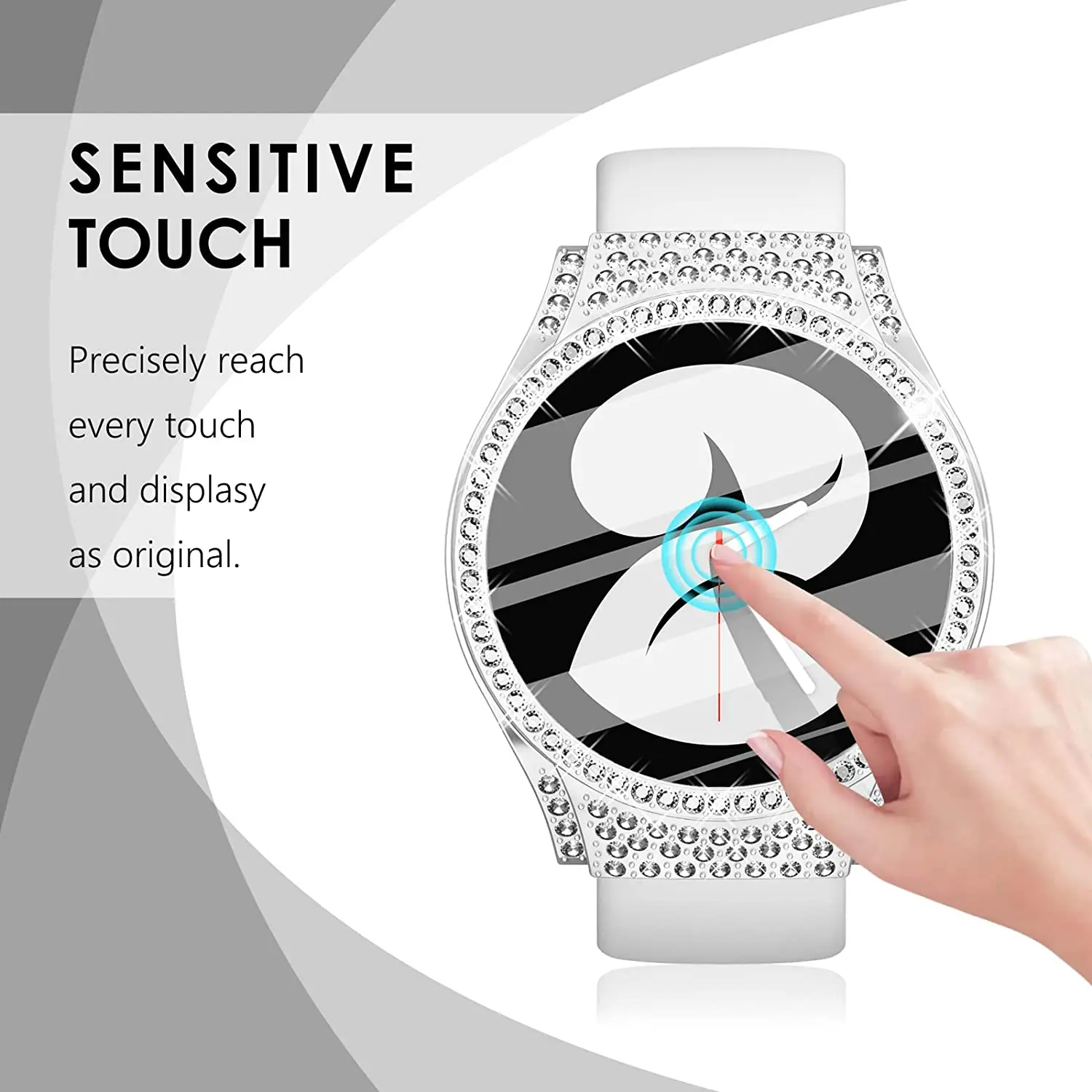 Crystal Diamonds Case for Samsung Galaxy Watch 4 40mm 44mm with Tempered Glass Screen Protector Full Protective Cover Bumper