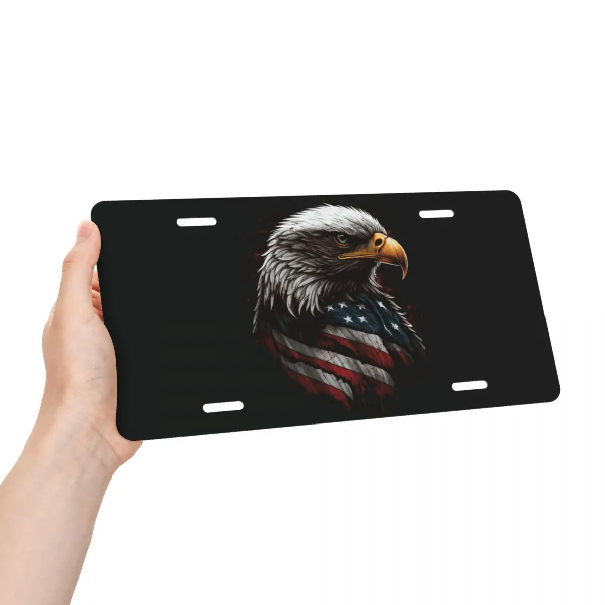 Eagle American Flag License Plate Personalized US Decorative Car Front License Plate Cover Aluminum Vanity Tag 6x12 Inch