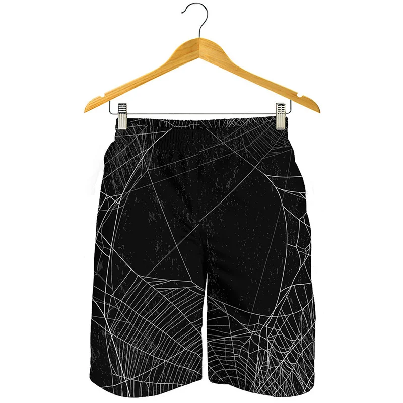 Fashion Spider Cobweb Graphic Beach Shorts Men 3D Printed Personality Board Shorts Summer Swimming Trunks Street Short Pants