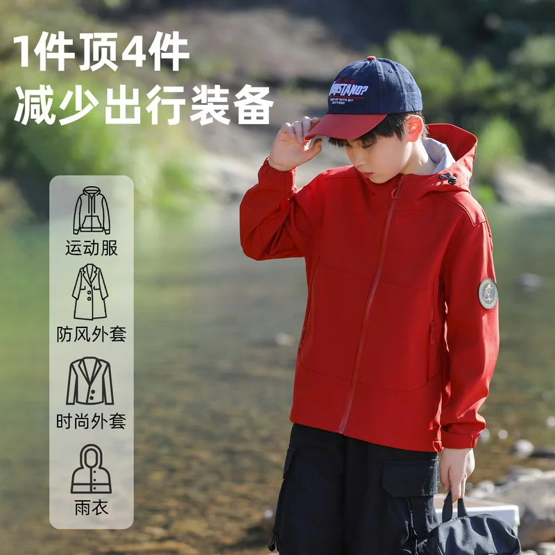Unisex Softshell Hooded Jacket Windproof Waterproof Hiking Coat Spring Autumn Outdoor Sports Climbing Warm Single Layer Shell