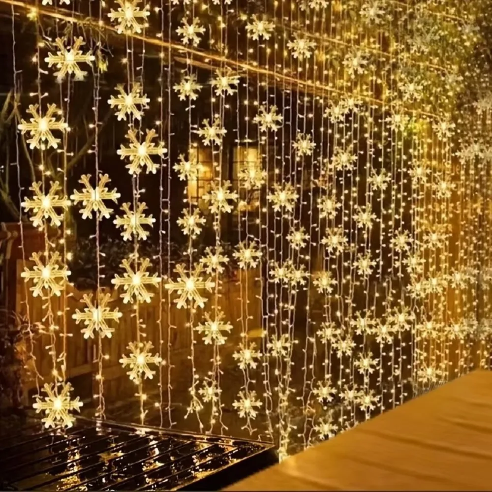3 Meter Length Christmas Curtain String Lights Snowflake Tree Romantic LED Curtain Lights Battery Version Fairy String Lights