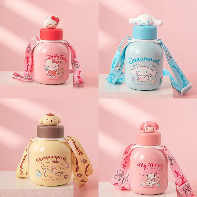 

Sanrio Hellokitty Mymelody Purin Cinnamoroll Stainless Steel Insulation Cup Fat Cup Student Strap Portable Gift Insulation Cup