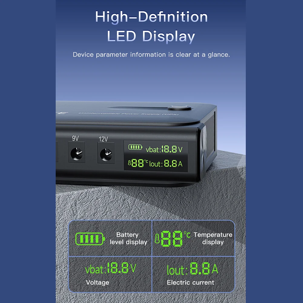 مصدر طاقة UPS رقمي بقدرة 36 وات DC1036L مع شاشة LED ومخرج متعدد الجهد لجهاز التوجيه ومعدات الشبكة #5