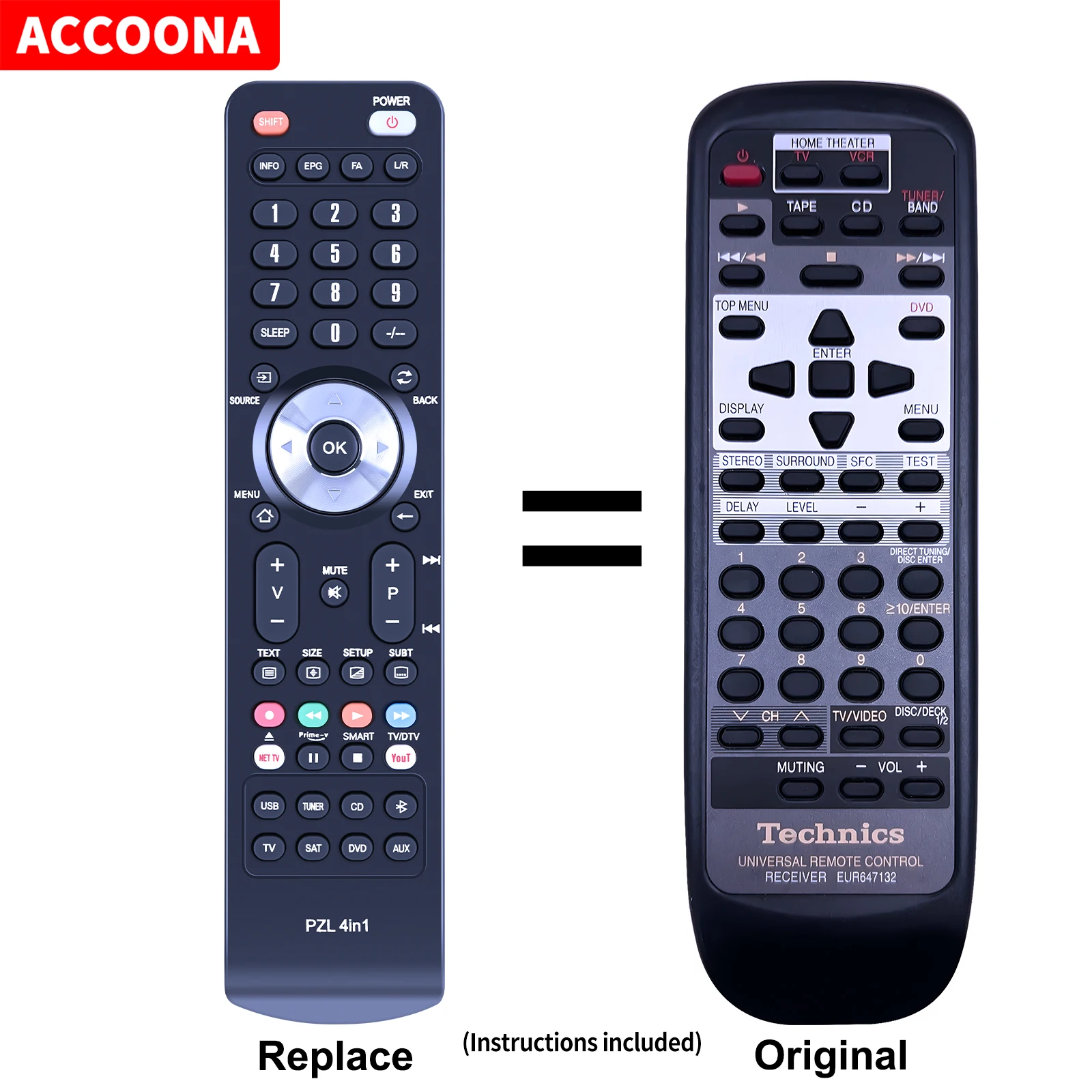 Remote control EUR657139 EUR647132 for Technics SADX940 SA-DX850 SA-DX940