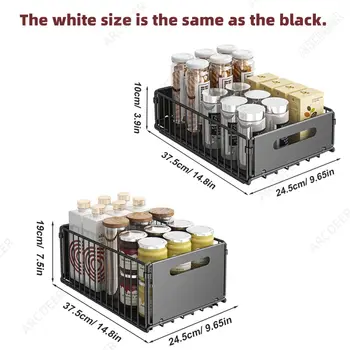 1ks skládací zásuvka s výsuvným košem, kuchyňský úložný stojan, posuvná skříňka, úložný tác, kuchyňský organizér na spotřební materiál, lahve 8 nejlepší prodej stojan na lahve kuchyňského oleje - №4