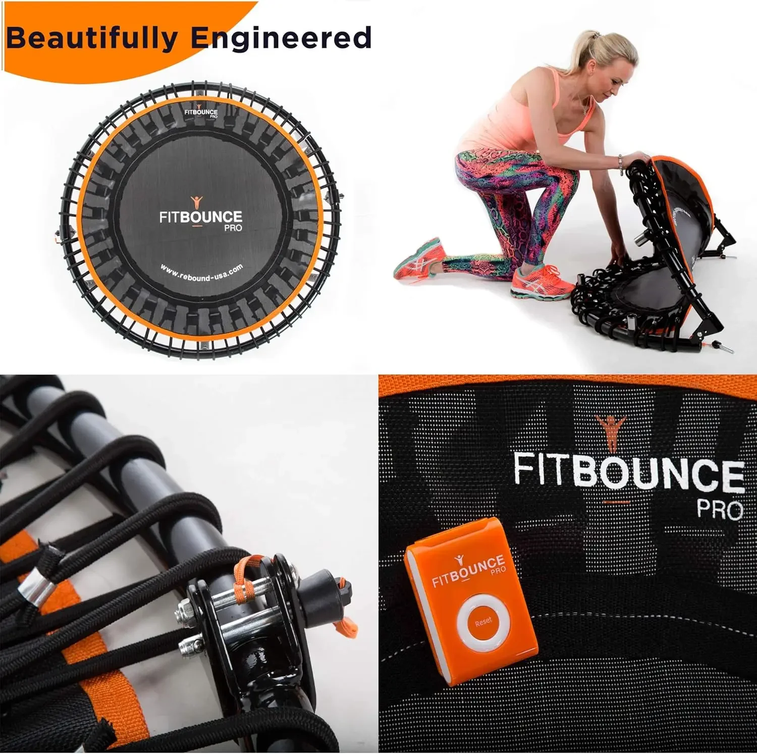 PRO USA Bungee Rebounder | Assembled | Half Folding | Silent & Beautifully Designed Pro Indoor Mini Trampoline for Ad