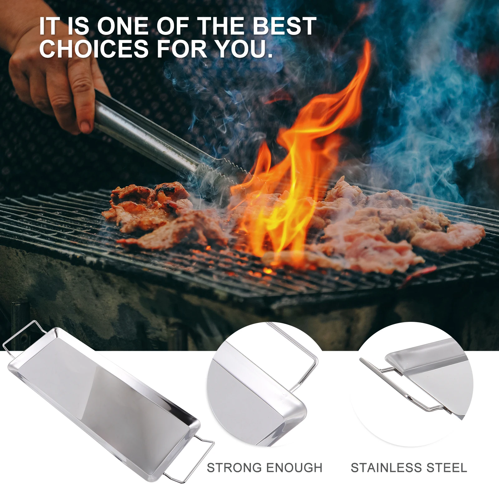 

1pc Stainless Steel Bakeware Grilled Fish Pan Non Stick Barbecue Tray Roasting Pan BBQ Tool Easy Clean Durable Kitchen Gadgets