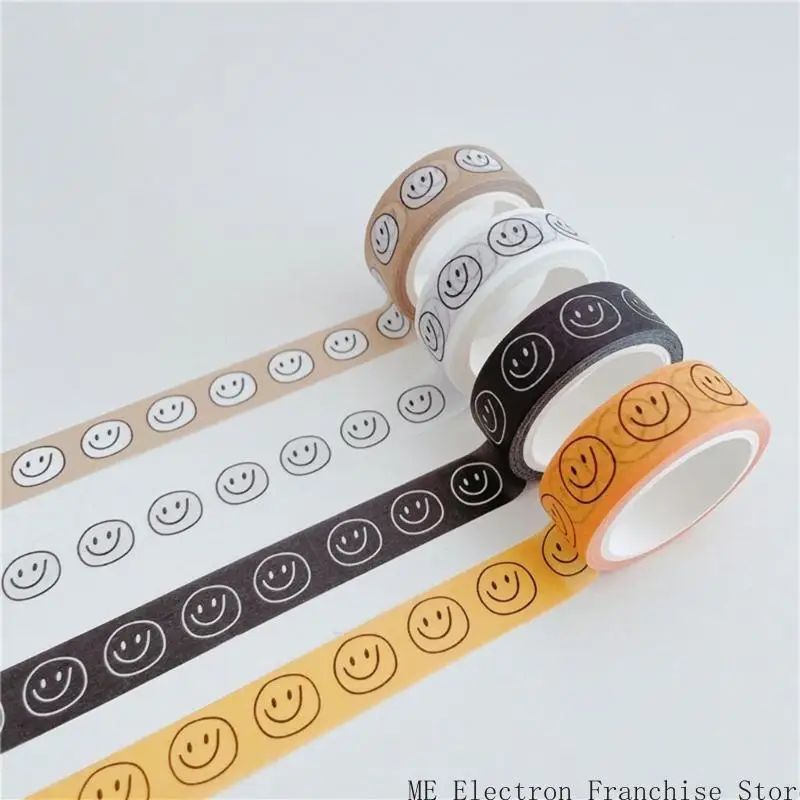 T5ea Smiling Face Tape Decorative Scrapbooking Tacking Torning para álbum fotos álbumes recortes álbum recortes