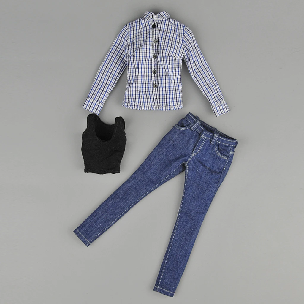 1/6 Scale Lattices Shirt Jeans für Mädchen weiblich 12in Figuren Körper