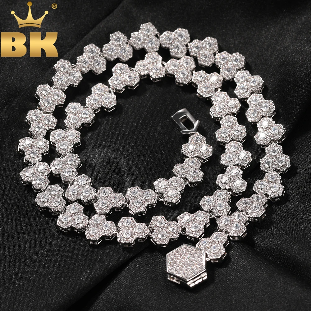 bling king hoenycomb colar de corrente prong setting 5a gargantilha de zirconia cubica hiphop moda joias presente de festa 10 mm o 01