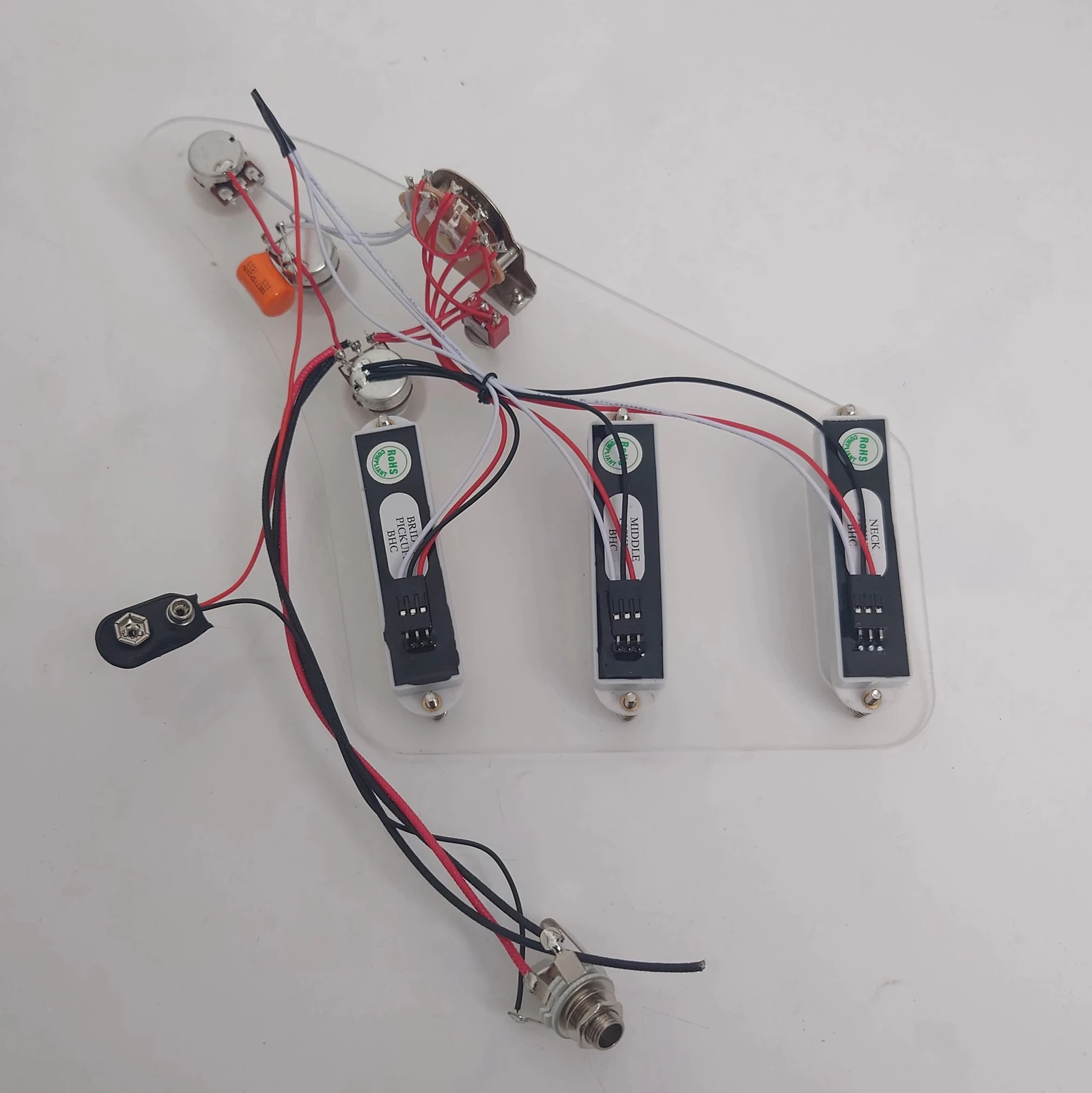 Guitar Prewired Crystal Acrylic Pickguard Set Loaded Active Single Coils Pickups For Electric Guitar