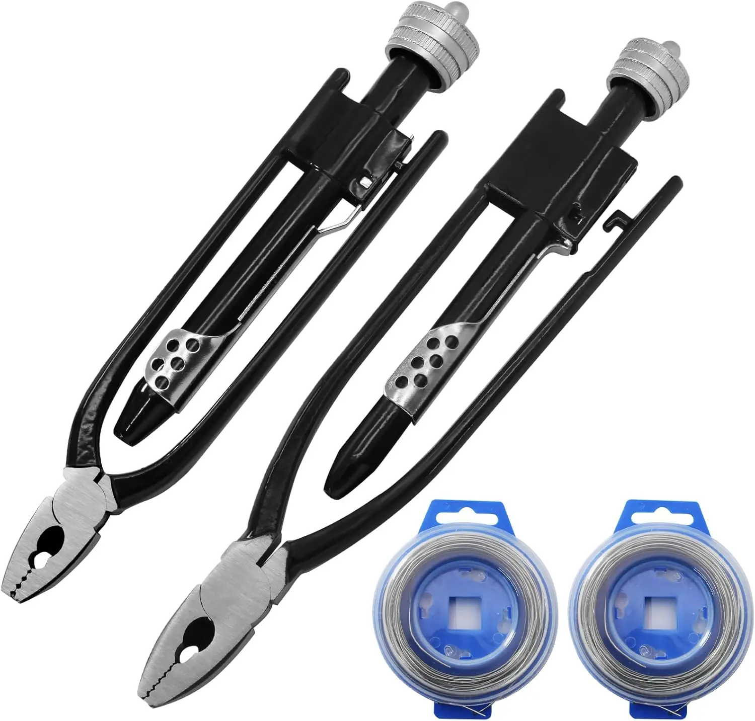 

2-Piece Safety Wire Pliers Set, 9' & 6', Chrome Vanadium Steel with 50' & 25' Wire for Aircraft & Machinery