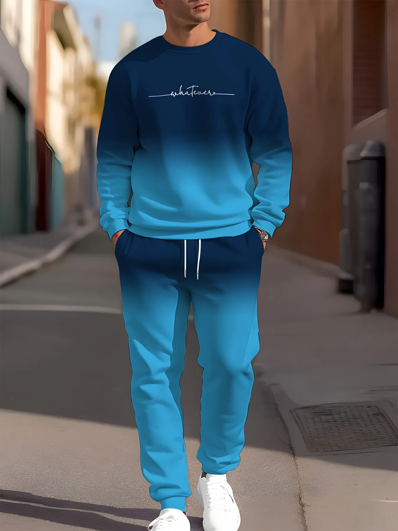 2026 Frühling Herbst Herren Rundhals 3D-Buchstaben-Print Zweiteiliger Hoodie-Trainingsanzug Weich Bequem Locker Streetwear Alltag Lässig Co-Ord M – Detail 16