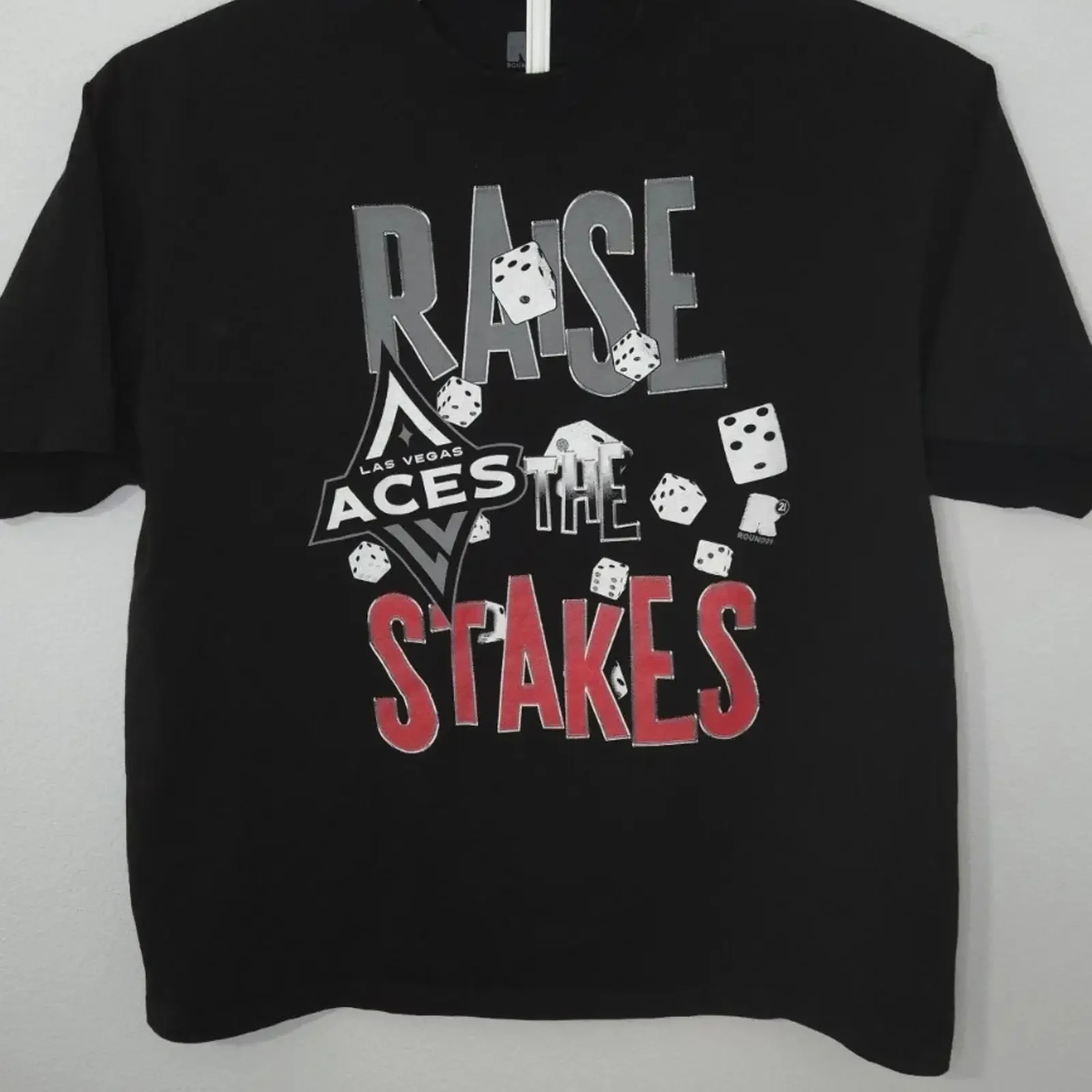 Camiseta Masculina Vintage Lavada Preta Tamanho XL - Edição Especial WNBA Las Vegas Aces Round 21 - Versátil para Uso Diário Casual