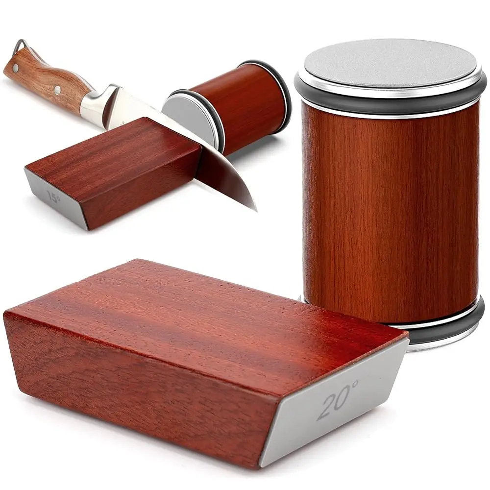 Afilador de Cuchillos Giratorio para Bordes Afilados como Cuchillas de Afeitar, Kit de Herramientas de Afilado Fácil para Cuchillos de Cocina, para Acero de Cualquier Dureza, 15 y 20 Grados