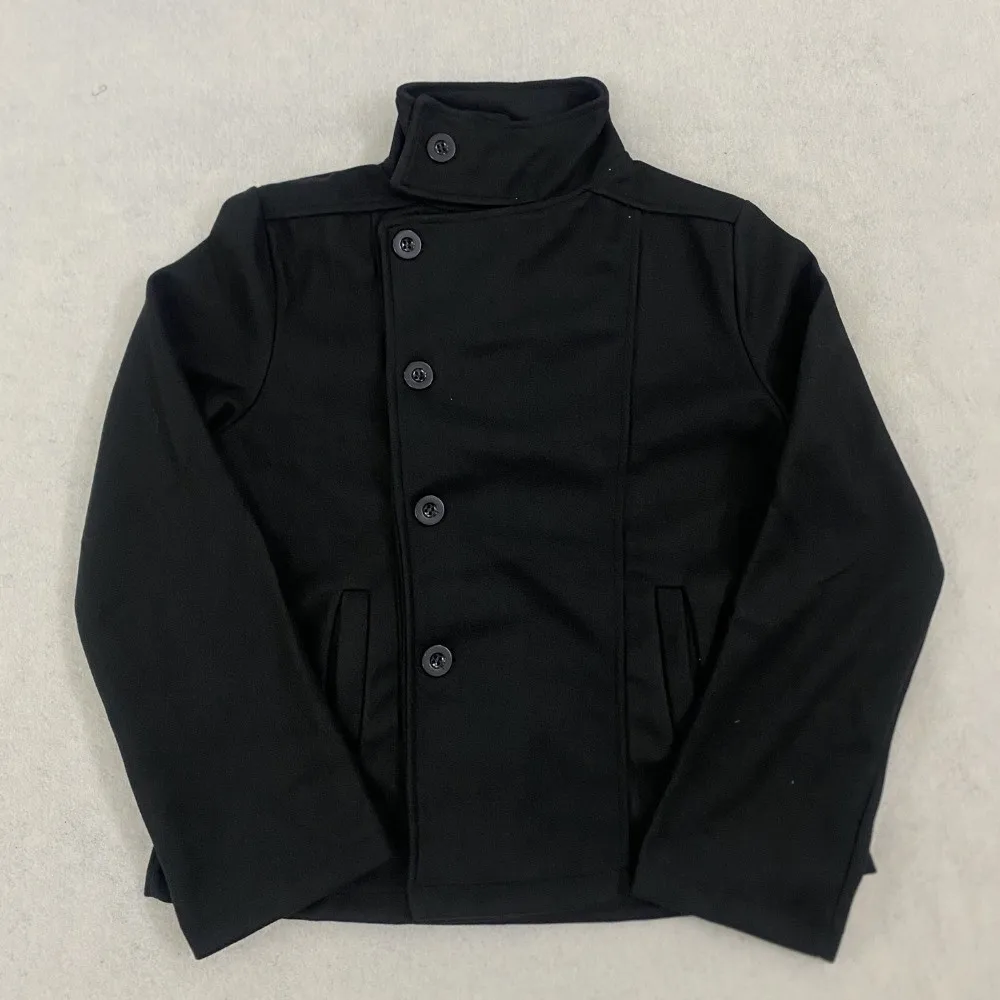 Hip-Hop Einfarbiger Dicker Mantel Stehkragen Asymmetrische Knopfleiste Cardigan Mantel Slim Fit Jacken Street Style – Detail 4