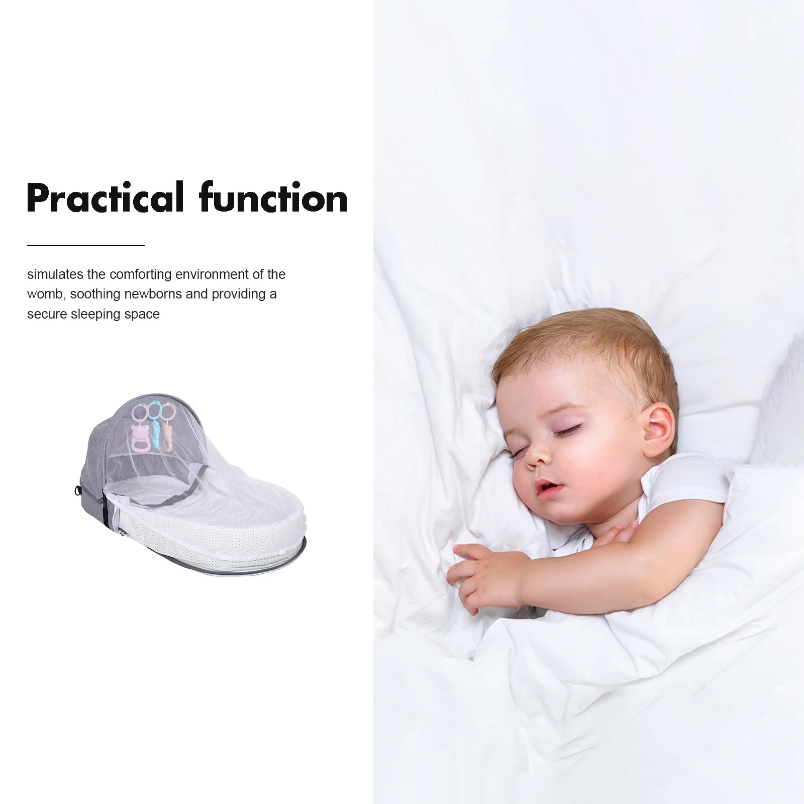 Cama de isolamento biônico para bebês, portátil, dobrável, rede de malha respirável, espreguiçadeira de viagem, lavável, cama de dormir infantil