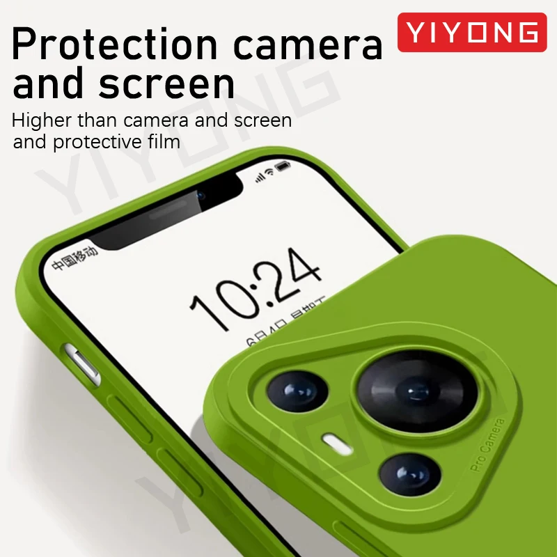 For Pura70 Pro Case YIYONG Square Liquid Silicone Soft Cover For Huawei Pura 70 80 Ultra P60 P70 P80 Pura80 Global Phone Cases