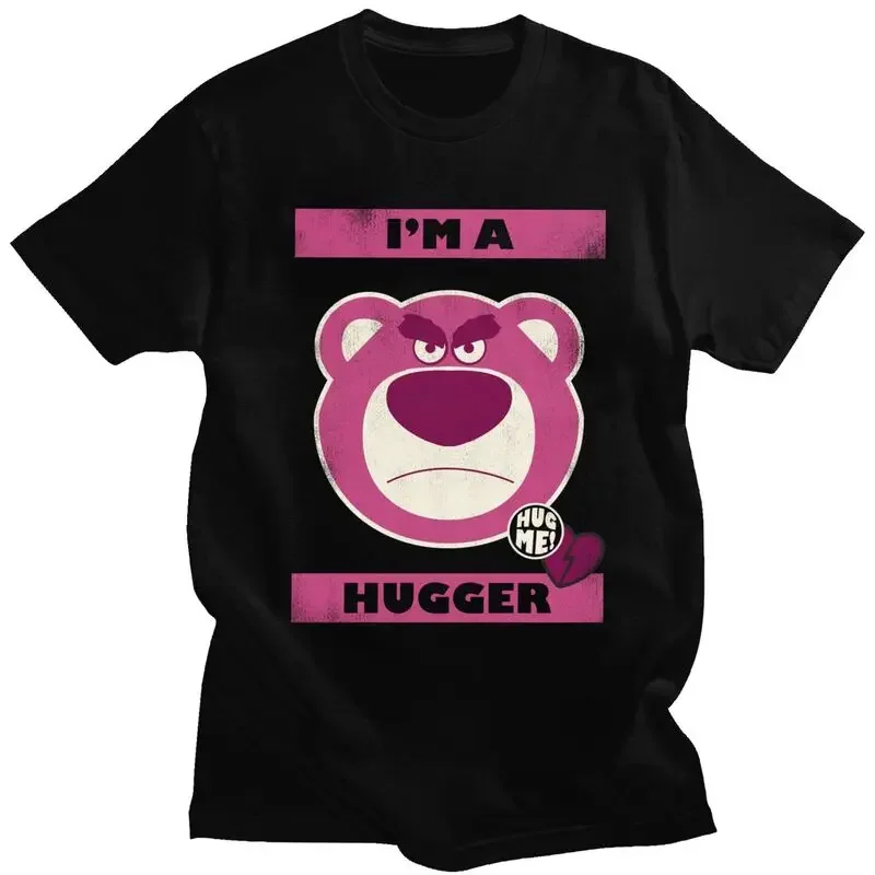 Strawberry Bear Lotso Huggin Tshirt for Men Short Sleeve Summer T Shirt Cool T-shirts Slim Fit 100% Cotton Tee Tops Gift Idea