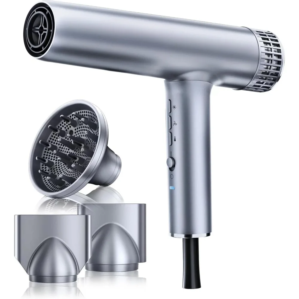 

Hair Dryer, Brushless Motor Ionic Hair, 3 Heat & 3 Speed & Cold Settings, with Diffuser and Magnetic Nozzles, Hair Dryer