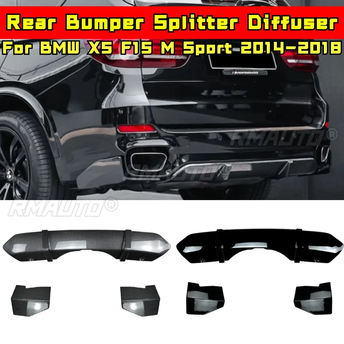 

For BMW X5 F15 M Sport Body Kit Rear Bumper Diffuser Cover Spoiler Protector for BMW X5 F15 M Sport 2014-2018 Car Accessories