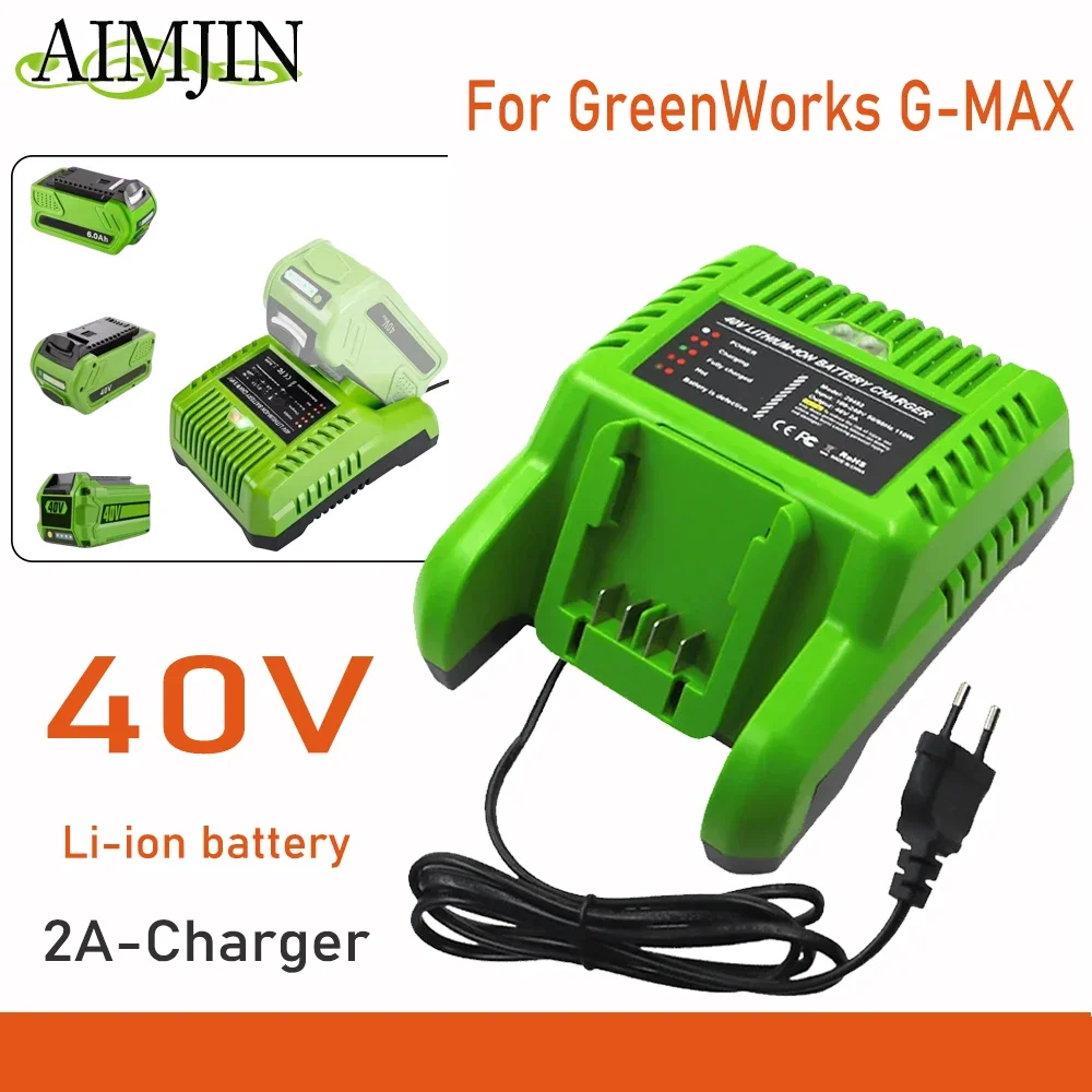 

G-MAX 40V Lithium Battery Charger 29482 For GreenWorks 40V Li-Ion Battery 29472 ST40B410 BA40L210 STBA40B210 29462 20262 29282