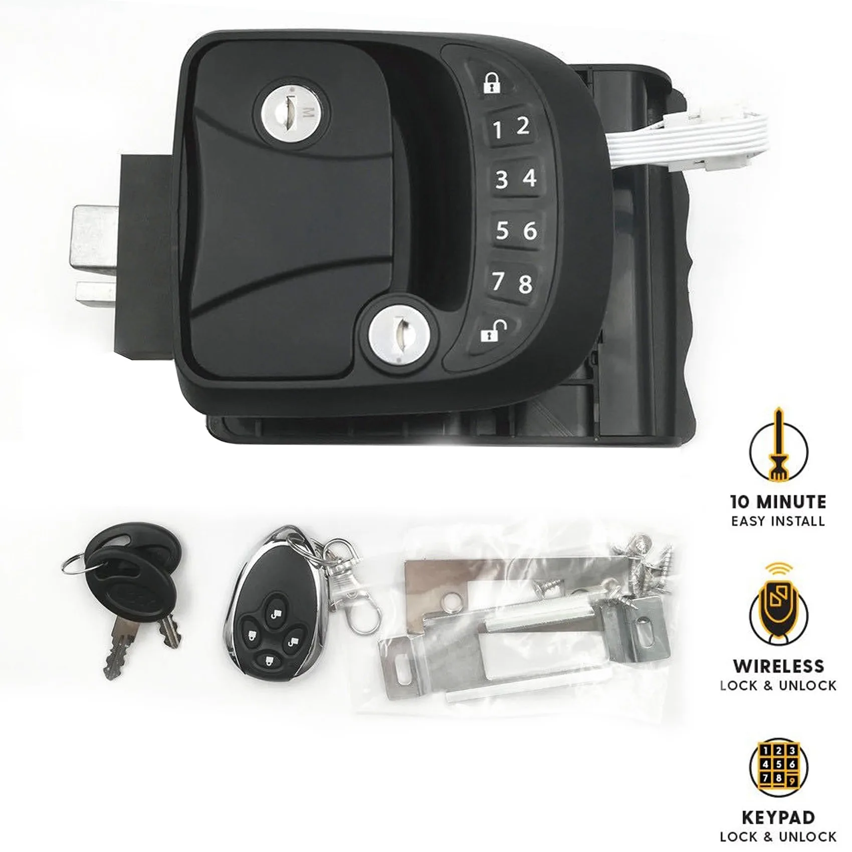 RV Keyless Entry Door Lock Caravan Remote Lock for Camper RV Caravan Trailer Boat Motorhome Door Handle Latch