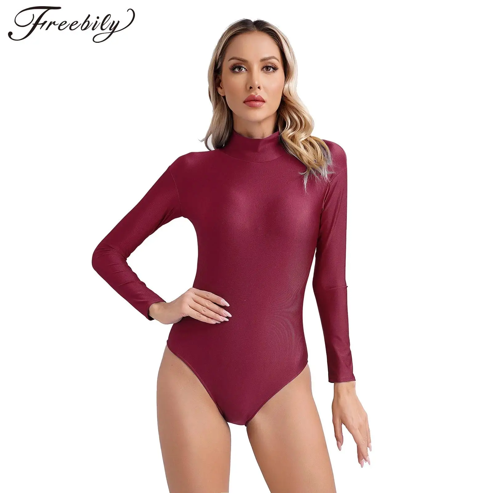 

Womens Long Sleeve Ballet Leotard Gymnastics Jumpsuit Yoga Bodysuit Stretchy Skating Unitard for Acrobatics Practice Dancewear