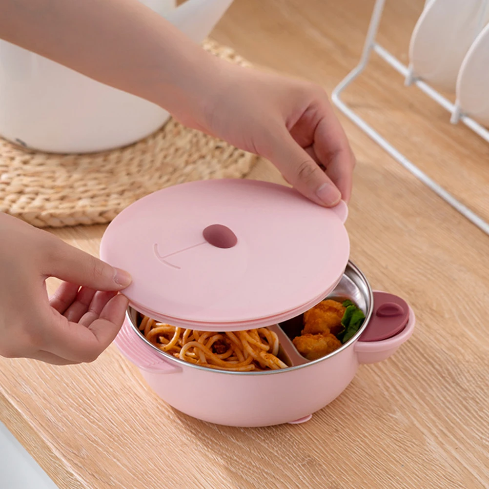 

Insulated Lunch Box Children Tableware Toddler Suction Cups Stainless Steel Baby Bowl Food Serving Practical Insulation Heat