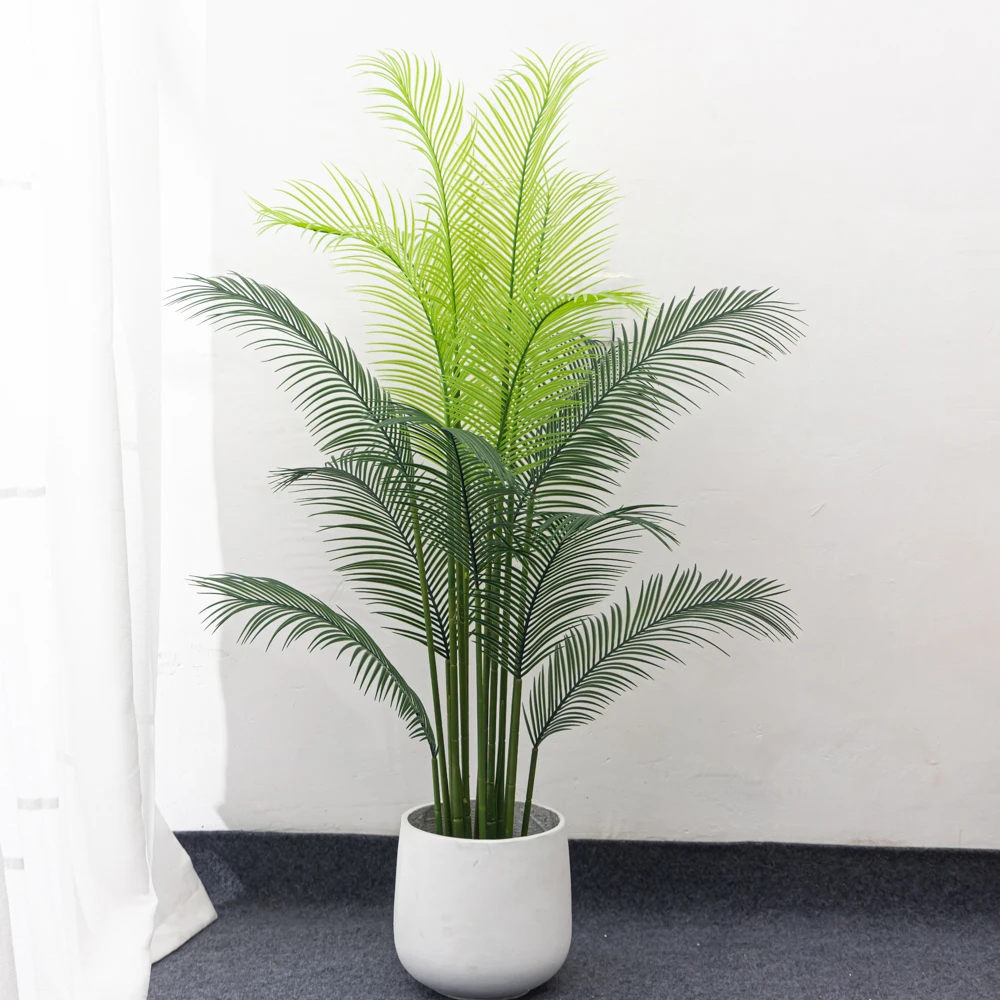 140/165cm Large Artificial Palm Tree With Pot Fake Plant Potted Plastic Leaf Tropical Monstera For Home Garden Living Room Decor