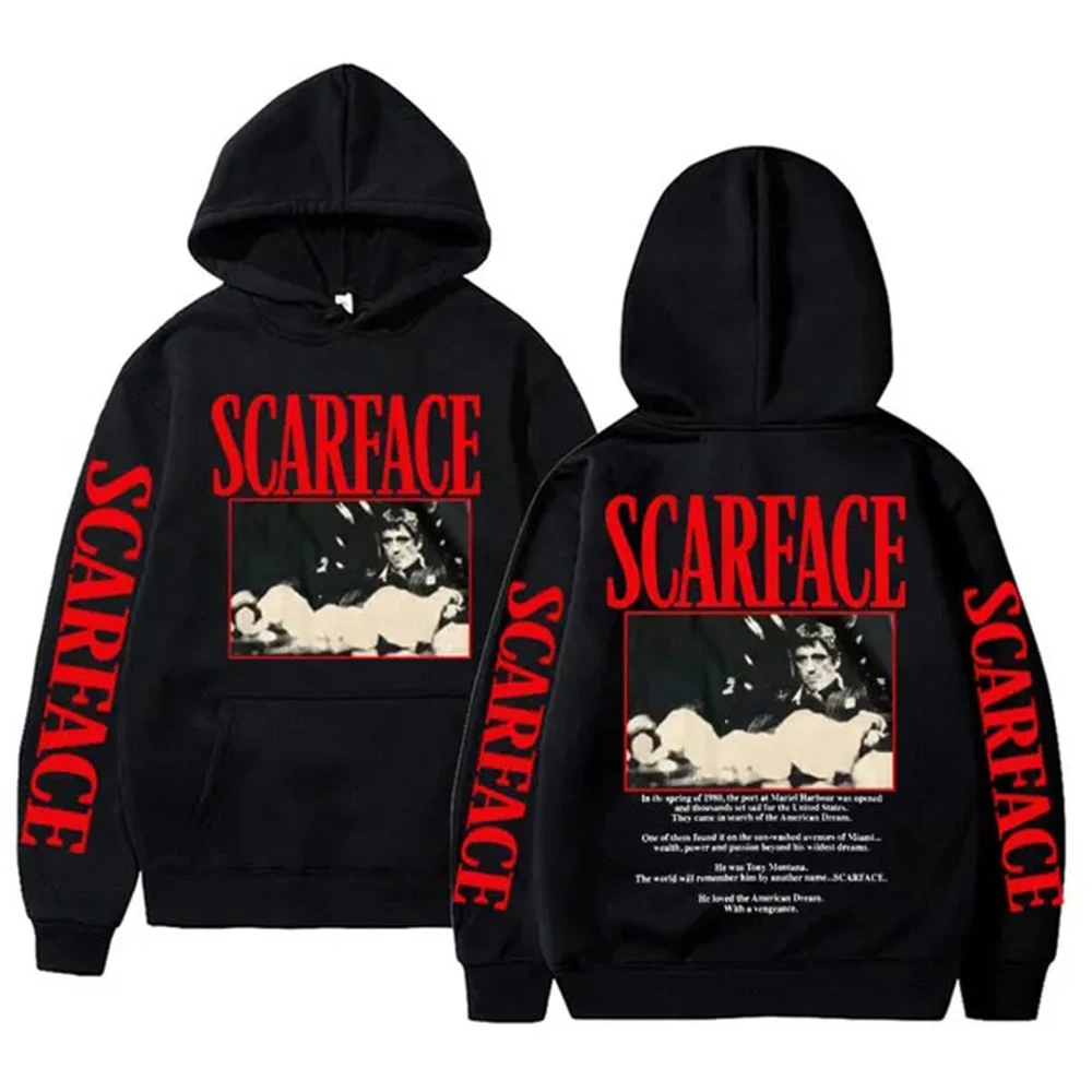 Movie Scarface Tony Montana Graphic Hoodie Men Women Casual Vintage Hip Hop Punk Hoodies Men\'s Fashion Rock Oversized Sweatshirt