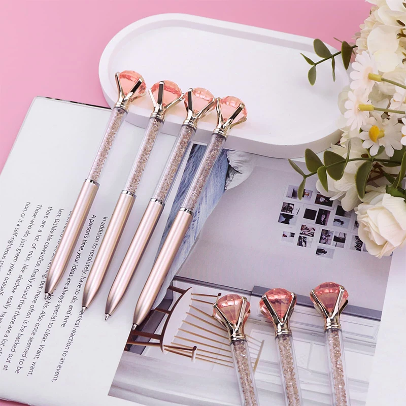 10-100 ชิ้นแฟชั่นงานแต่งงานของขวัญสํานักงานหญิงสาวพลาสติกคริสตัลเพชรปากกา