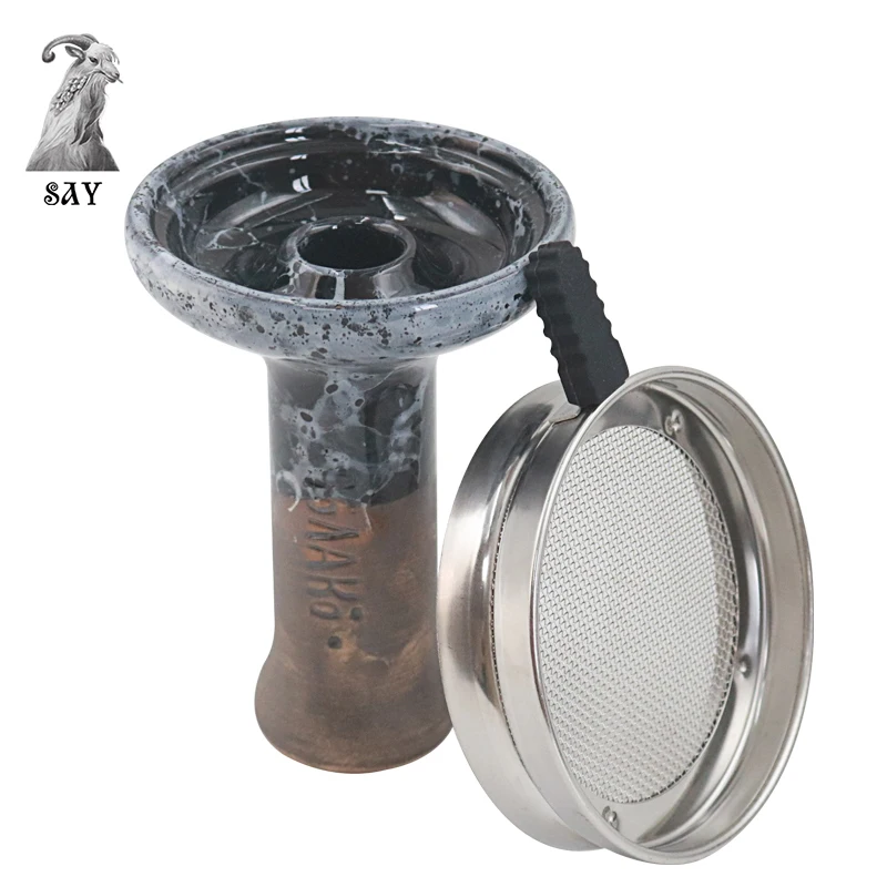 

New Hookah Premium Ceramic Shishia Bowl With Metal Charcoal Screen Tobacco Screens Charcoal Holder Cachimbas Accessories