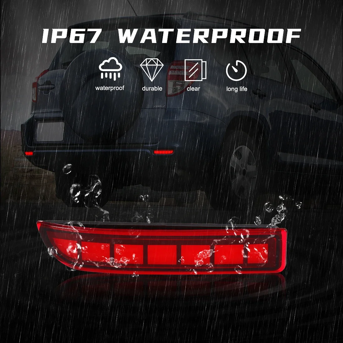 LED Rear Bumper Reflector Lights For Toyota RAV4 2006 2007 2008 2009 2010 2011 2012 For PREVIA Alphard 2010-2012 Brake Light 12V view 4