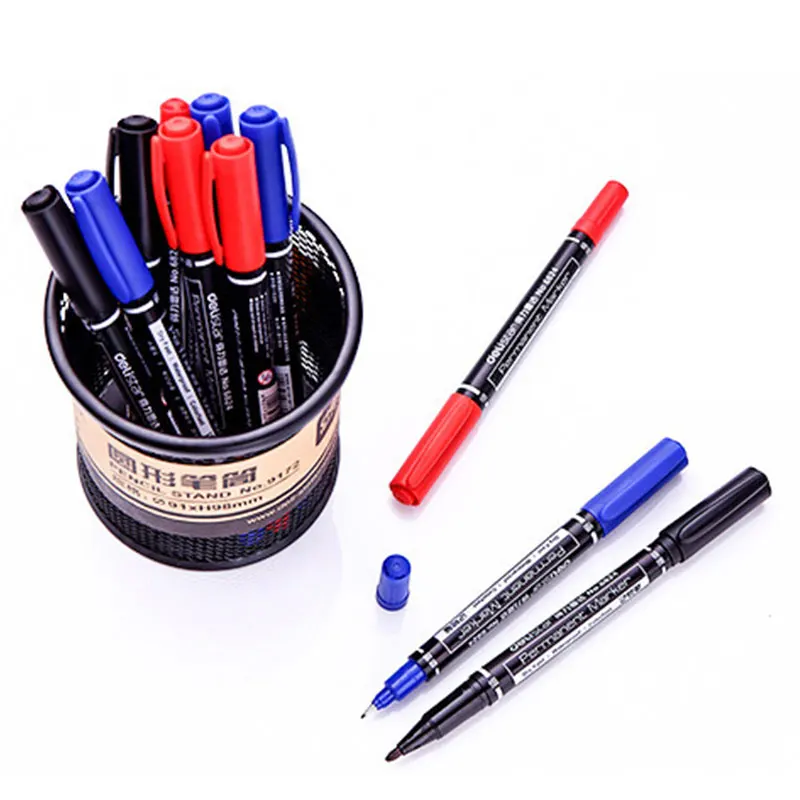 21Pcs Twin Tip Permanent Markers Fine Point Black Blue Red Ink 0.5mm-1mm