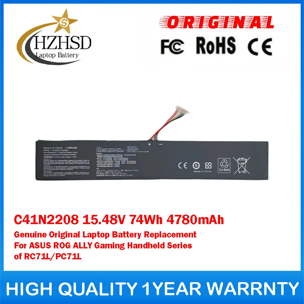 C41N2208 15.48V 74Wh 4780mAh Genuine Original Laptop Battery Replacement For ASUS ROG ALLY Gaming Handheld Series of RC71L/PC71L