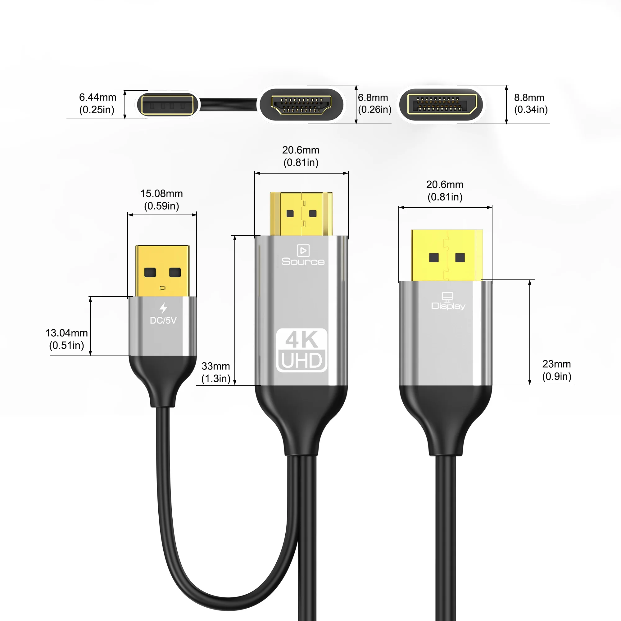 HDMI To DisplayPort Cable HDMI-Compatible Source to DP Display Converter 4K@60Hz HDR For Desktop PC Laptop PS5 Monitor Projector