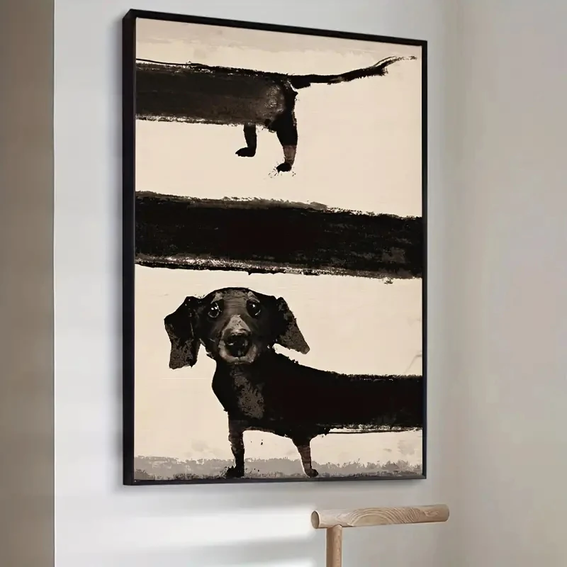 Retro Cute Dachshund Dog Poster Sausagedog Canvas Painting Funny Animal Wall Art Picture for Modern Living Room Home Decoration