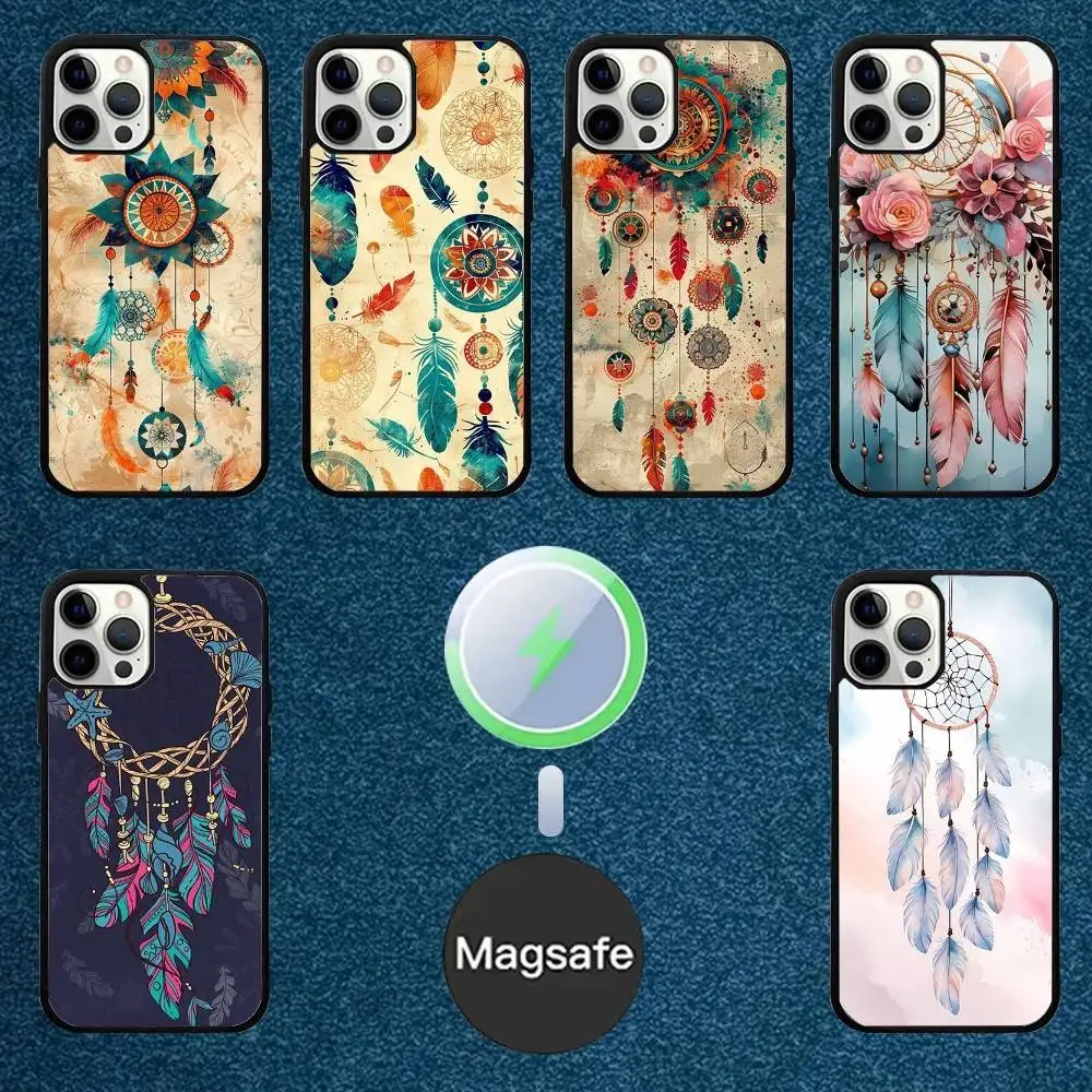 

Dreamcatcher Feather Phone Case For iPhone 16,15,14,13,12,11,Plus,Pro,Max Mini Magsafe Magnetic Wireless Charging
