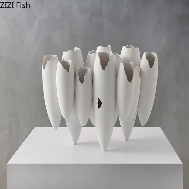 Abstract Art Resin Vase Ornament Porous Floral Vase Dried Flower Vases Flower Arrangement Decorative Vases Room Aesthetic Decor